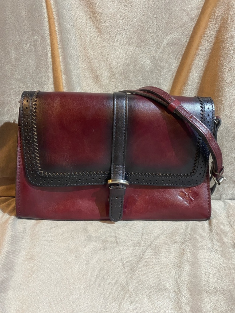 Patricia Nash Wine Leather Crossbody Bag